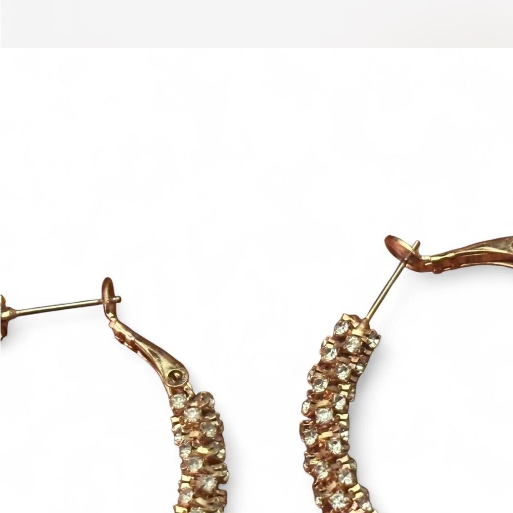 Amrita Singh Elegant Gold Tone Magdalena Austrian Crystal Hoop Earrings - Picture 3 of 3
